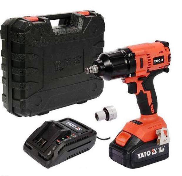 Гайковерт ударний акумуляторний безщітковий YATO : квадрат- 1/2", 700 Нм, Li-Ion 18 В, 3 Агод +кейс / Код товару: YT-82806